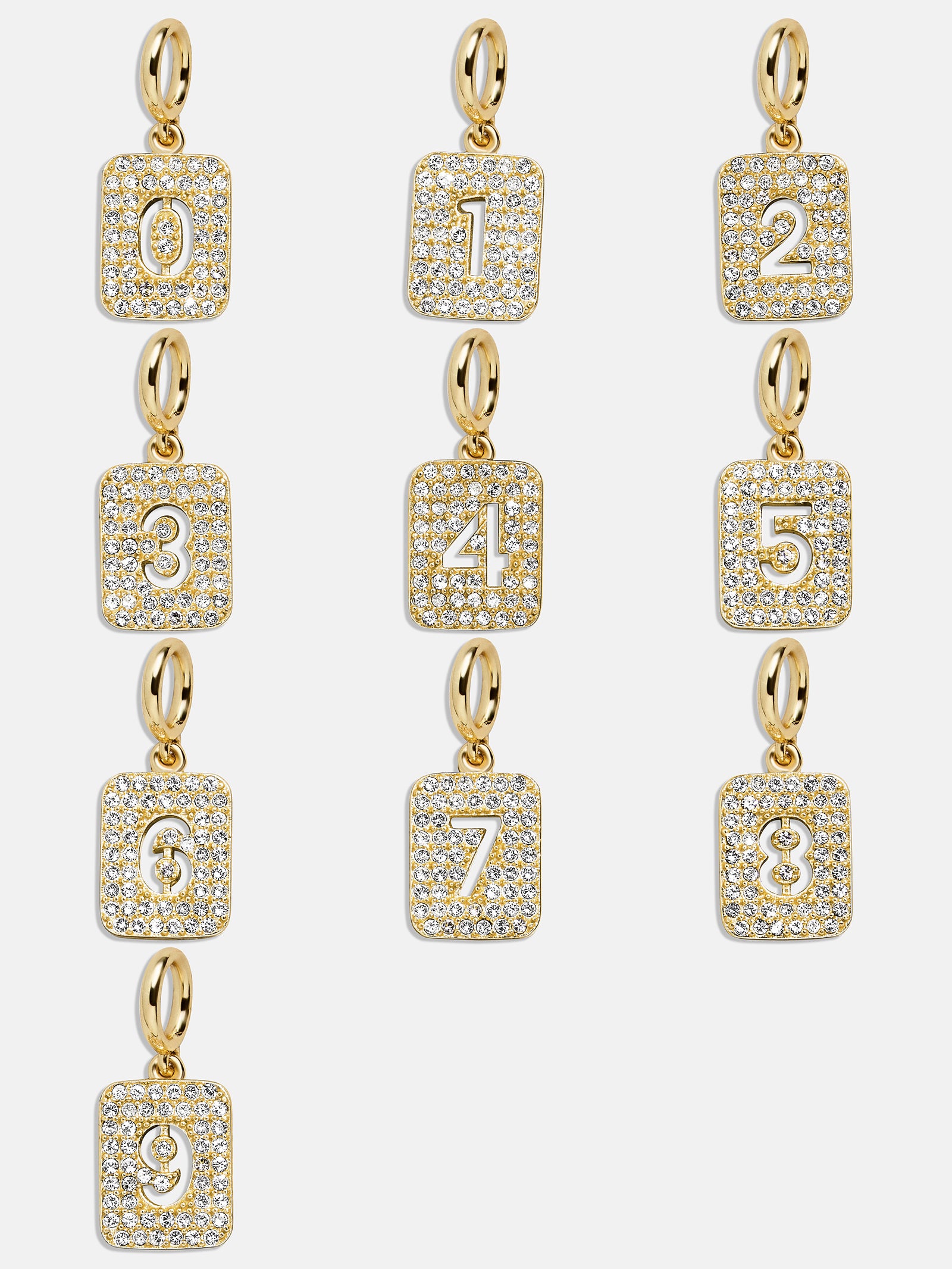 Block Pavé Number Cluster Charm - 0 - Image 4