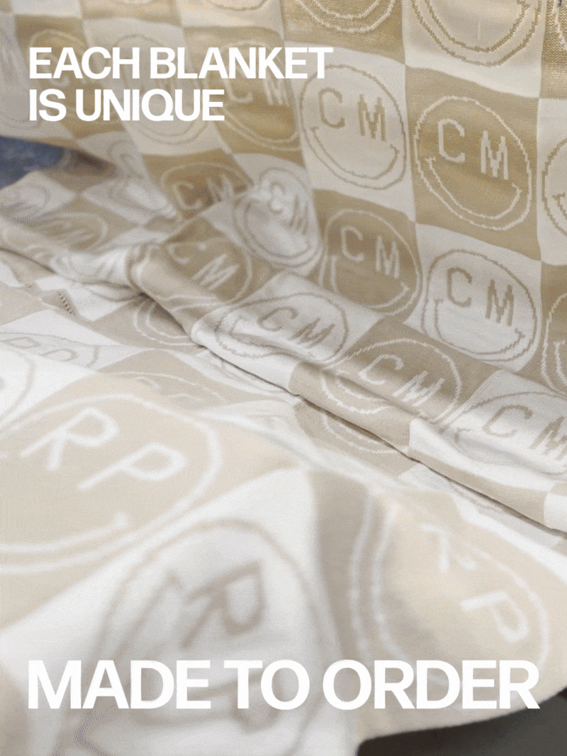 Initial Here Custom Blanket - Gray/Camel - Image 2