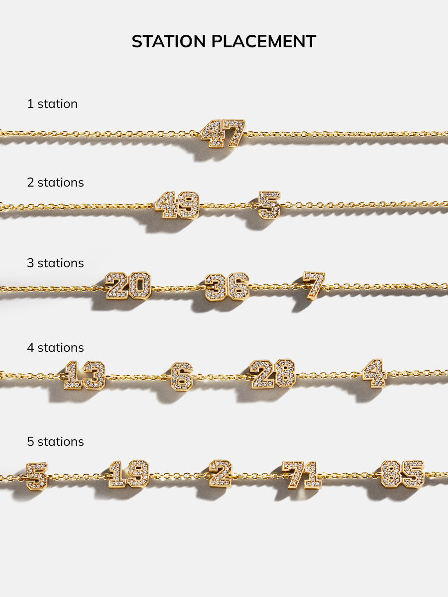 Varsity Number Custom Bracelet - One Gold Station - Image 6