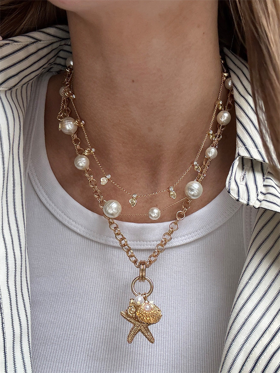 Pacifica Seashell Necklace - Gold/Pav?? - Image 2
